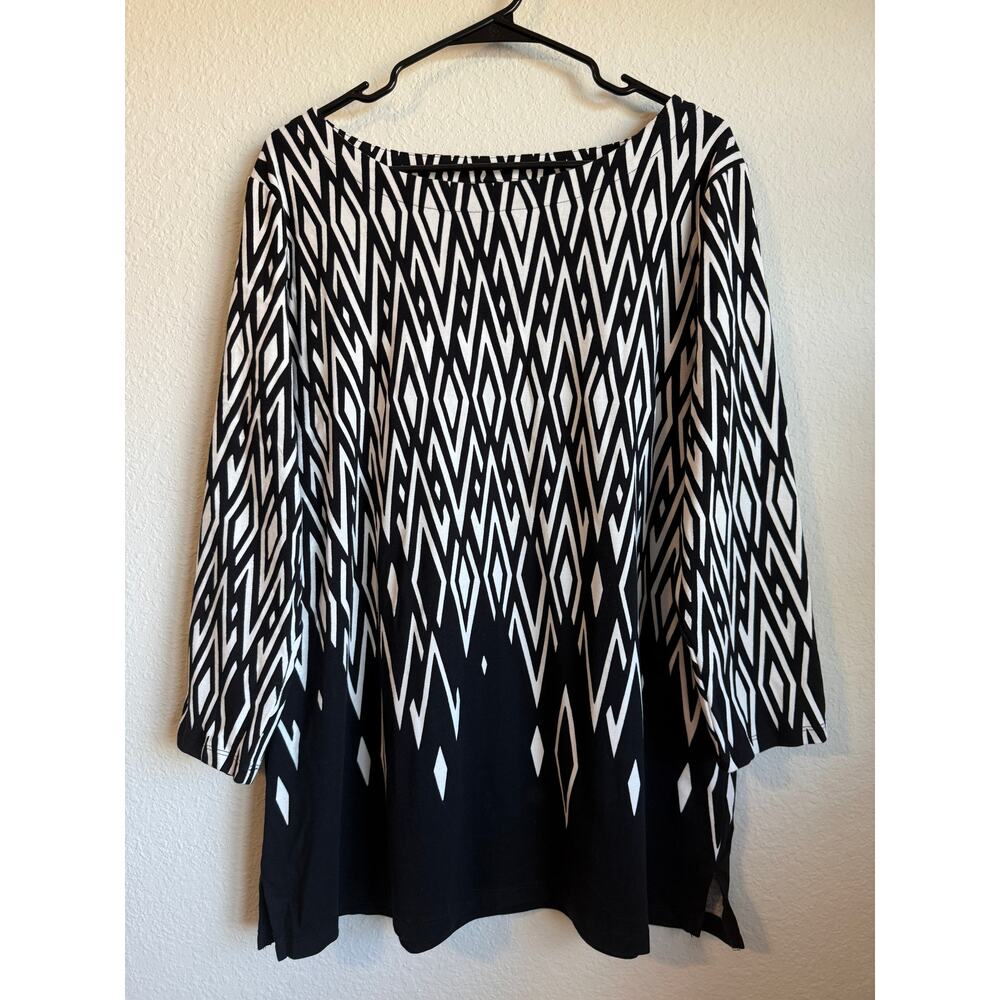 Cotton Tunic XXL Geometric Black White by Rafaella Cruisewear Vacation‎ Office